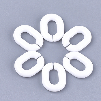 Acrylic Linking Rings, Quick Link Connectors, For Jewelry Chains Making, Oval, White, 24x18x5mm, Hole: 13x7mm, about 400pcs/500g