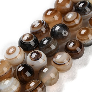 Natural Eye Agate Beads Strands, Striped Agate/Banded Agate Beads, Dyed & Heated, Round, 13mm, Hole: 1.8mm, about 31pcs/strand, 15.63''(39.7cm)