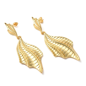Fishtail Brass Dangle Stud Earrings, Long-Lasting Plated, Cadmium Free & Lead Free, Real 18K Gold Plated, 83x27mm