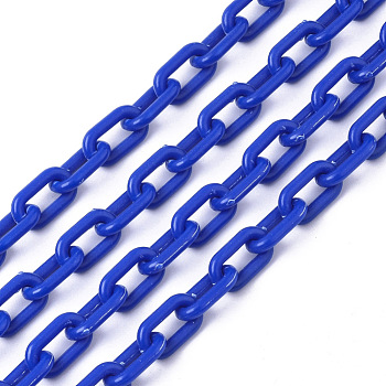 Opaque Acrylic Cable Chains, Oval, Blue, 13x8x2mm, 19.68 inch(50cm)/strand