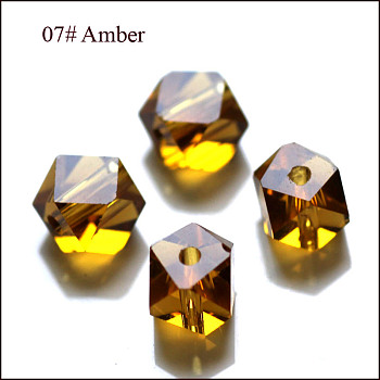 Imitation Austrian Crystal Beads, Grade AAA, Faceted, Cornerless Cube Beads, Goldenrod, 6x5.5x5.5mm, Hole: 0.7~0.9mm
