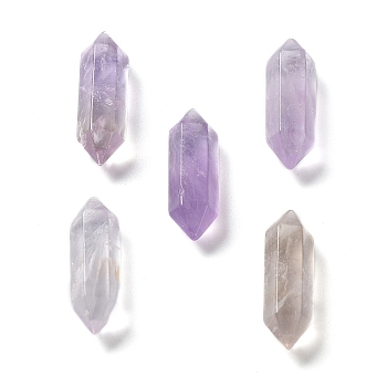 Natural Amethyst Double Terminated Pointed Beads, No Hole, Faceted, Bullet, 16x5x4.5mm