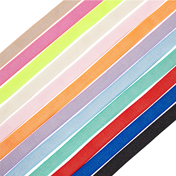 24M 12 Colors Polyester Elastic Shoulder Strap, for Sewing Bra Straps Making, Mixed Color, 10mm, 2m/color