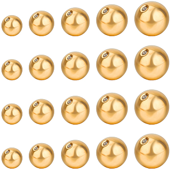 50Pcs 5 Styles 304 Stainless Steel Ear Nuts, Round Ball Ear Backs, Golden, 3~8mm, Hole: 0.8~0.9mm, 10pcs/style