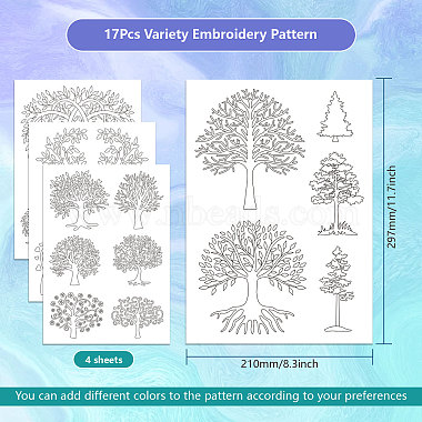 4 Sheets 11.6x8.2 Inch Stick and Stitch Embroidery Patterns(DIY-WH0455-075)-2
