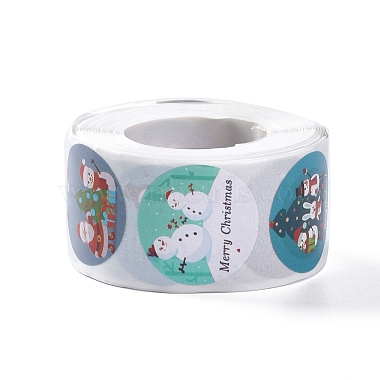 8 Patterns Snowman Round Dot Self Adhesive Paper Stickers Roll(X-DIY-A042-01I)-2