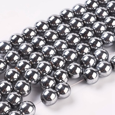 8mm Silver Round Magnetic Hematite Beads