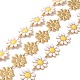 304 Stainless Steel Daisy Flower Link Chains with Enamel(AJEW-J035-03G-09)-1