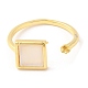 Square Brass with Shell Open Cuff Ring Component(KK-E055-03G-03)-2
