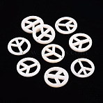 Natural Freshwater Shell Pendants, Peace Sign, Seashell Color, 15x1.2mm, Hole: 0.8mm(SHEL-T018-15A)