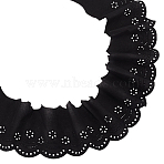 5 Yards Cotton Embroidery Flower Lace Ribbon, Flower Trimming for Wedding Dress Decoration, Black, 4 inch(100mm)(OCOR-MA0001-27B)