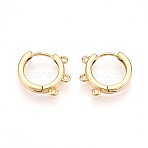 Brass Hoop Earring Finding, Lead Free & Nickel Free & Cadmium Free, Ring, Real 18K Gold Plated, 13.5x16x2.5mm, Hole: 1.5mm, Pin: 0.9mm(KK-N261-61G)