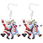 Acrylic Santa Claus Dangle Earrings, with 925 Sterling Silver Findings, Platinum, Colorful, 31mm(EJEW-YWC0001-01)