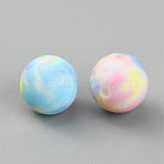 Gradient Color Silicone Beads, Round, Light Sky Blue, 15mm, Hole: 2.3mm(SIL-TAC0003-06F)