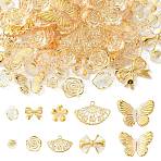 Diy Jewerly Making Kits, Acrylic Beads and Pendants, Mixed Shape, Gold, 10.5~29x12.5~42.5x4~8.5mm, Hole: 1.6~2.5mm, about 20g/set, 20~25pcs/set(MACR-CJC0004-20F)