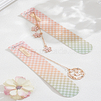 2Pcs 2 Styles Zinc Alloy Enamel Bookmarks, Light Gold, Mixed Shapes, 140~150mm, 1pc/style(AJEW-LP0006-05B)