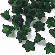 Transparent Acrylic Beads, Frosted, Flower, Dark Green, 17.5x12mm, Hole: 1.5mm, about 770pcs/500g(PLF018-09)