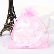 Rectangle Organza Bags with Glitter Sequins, Gift Bags, Pearl Pink, 12x10cm(X-OP-R020-10x12-08)