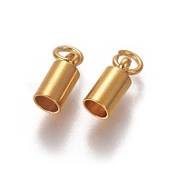 201 Stainless Steel Cord Ends, End Caps, Column, Golden, 9x4mm, Hole: 2.5mm, Inner Diameter: 3.2mm(X-STAS-L226-016B-G)