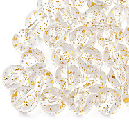 Transparent Acrylic Beads, with Glitter Powder, Round, Gold, 10mm, Hole: 1.8mm(X-MACR-S361-02B-10mm)