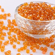 (Repacking Service Available) Glass Seed Beads, Trans. Colours Lustered, Round, OranGoe, 6/0, 4mm, Hole: 1.5mm, about 12G/bag(SEED-C015-4mm-109)