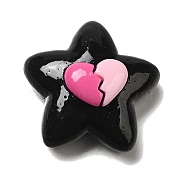 Opaque Resin Cabochons, Black Pink, Star, 23.5x24.5x10mm(RESI-S10-01C)