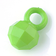Opaque Acrylic Pendants, Faceted Round, Lime Green, 13x8.5x8mm, Hole: 3.2mm, about 1400pcs/500g(SACR-S829-C23)