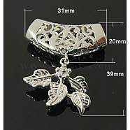 Platinum Brass Leaf Pinch Bails, 39x31mm, Pin: 1mm, Hole: 9X5mm(X-KK-H367-P)