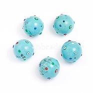 Natural Howlite Beads, Dyed & Heated, with Enamel, Round with Evil Eye, Colorful, 16.5~17mm, Hole: 1.2mm(G-I272-04)
