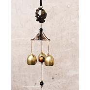 Alloy Wind Chimes Hanging Ornaments with Bell, Fish, 410x61mm(WICH-PW0002-01B)