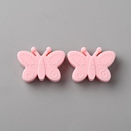 Food Grade Eco-Friendly Silicone Beads, Chewing Beads For Teethers, DIY Nursing Necklaces Making, Butterfly, Pink, 21x30x11mm, Hole: 2.2mm(SIL-WH0012-026I)