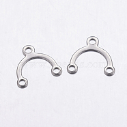 304 Stainless Steel Chandelier Component Links, 3 Loop Connectors, Arch, Stainless Steel Color, 8.5x9x0.5mm, Hole: 1mm(X-STAS-G139-01P)