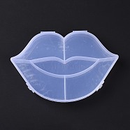 5 Grids Transparent Plastic Box, Lip Shaped Bead Containers for Small Jewelry and Beads, WhiteSmoke, 12.2x18.1x2.5cm, Inner Diameter: 30.5x110.5x22mm and 47x87x22mm and 71x88x22mm(CON-B009-05)