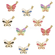 5Pcs 5 Colors Eco-friendly Brass Micro Pave Cubic Zirconia Pendants, with Enamel, Long-Lasting Plated, Real 18K Gold Plated, Butterfly, Mixed Color, 24.5x21x3mm, Hole: 4.5x3.5mm, 1pc/color(FIND-SZ0002-50)