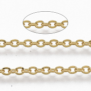 304 Stainless Steel Cable Chains, Soldered, Flat Oval, Golden, 2x1.6x0.3mm, about 6.56 Feet(2m)/strand(CHS-S006-JN943-3)