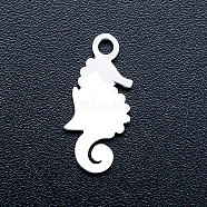 201 Stainless Steel Pendants, Stamping Blank Tag Charms, Sea Horse, Stainless Steel Color, 15x6.5x1mm, Hole: 1.5mm(STAS-T046-JA328)