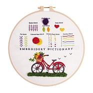 DIY Embroidery Kit, including Embroidery Needles & Thread, Linen Cloth, Bicycle, 290x290mm(DIY-P077-157)
