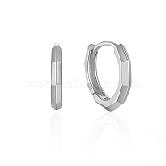 Anti-Tarnish Rhodium Plated 925 Sterling Silver Huggie Hoop Earrings for Women, with 925 Stamp, Platinum(PZ7617-2)