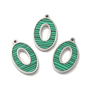 Synthetic Malachite Pendants, Number 0 Charms, with 304 Stainless Steel Findings, Stainless Steel Color, 17x10x2mm, Hole: 1mm(STAS-A080-03P)