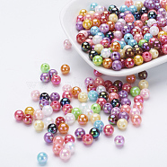 Eco-Friendly Poly Styrene Acrylic Beads, AB Color Plated, Round, Mixed Color, 6mm, Hole: 1mm, about 195pcs/20g(Y-PL424)