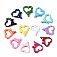 Spray Painted Eco-Friendly Alloy Lobster Claw Clasps, Cadmium Free & Nickel Free & Lead Free, Heart, Mixed Color, 26x22x5.5mm, Hole: 2mm(PALLOY-T080-05-NR)