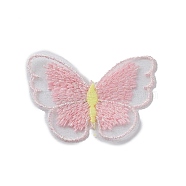 Sew on Computerized Embroidery Polyester Clothing Patches, Appliques, Butterfly, Pink, 47x58x1.5mm(DIY-TAC0012-63F)