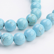 Natural Magnesite Beads Strands, Round, Dyed & Heated, 8~8.5mm, Hole: 1mm, about 49pcs/strand, 15.7 inch(40cm)(TURQ-P027-28)