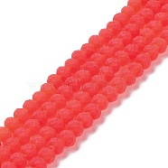 Transparent Glass Beads Strands, Faceted, Frosted, Rondelle, Tomato, 3.5mm, Hole: 1mm, about 113~115pcs/strand, 32~33cm(EGLA-A034-T3mm-MD01)