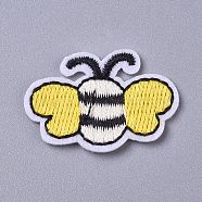 Computerized Embroidery Cloth Iron on/Sew on Patches, Costume Accessories, Appliques, Bees, Yellow, 24x35.5x1.5mm(DIY-I016-32A)