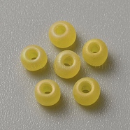 Transparent Frosted Glass Beads, Rondelle, Yellow, 5x3.5mm, Hole: 1.2mm, about 2400pcs/200g(FGLA-TAC0008-08G)