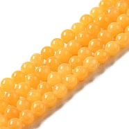 Natural Mashan Jade Beads Strands, Dyed, Round, Gold, 6mm, Hole: 1mm, about 66pcs/strand, 16 inch(X-DJAD-6D-07)