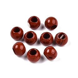 Natural Red Jasper European Beads, Large Hole Beads, Rondelle, 10~10.5x7.5~9mm, Hole: 5mm(G-T092-10mm-25)