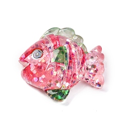 Marine Organism Theme Resin Cabochons, with Giltter Power, Fish, 26x28x9mm(RESI-Q010-01D)