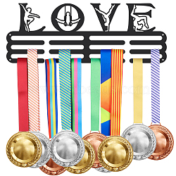 Word Love Fashion Iron Medal Hanger Holder Display Wall Rack, with Screws, Gymnastics Pattern, 150x400mm(ODIS-WH0021-318)